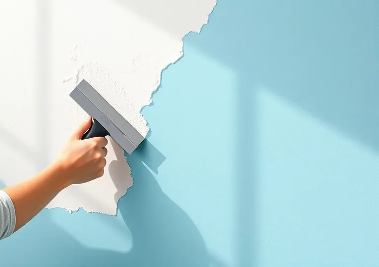 Application d'un enduit décoratif à la lisseuse sur un mur